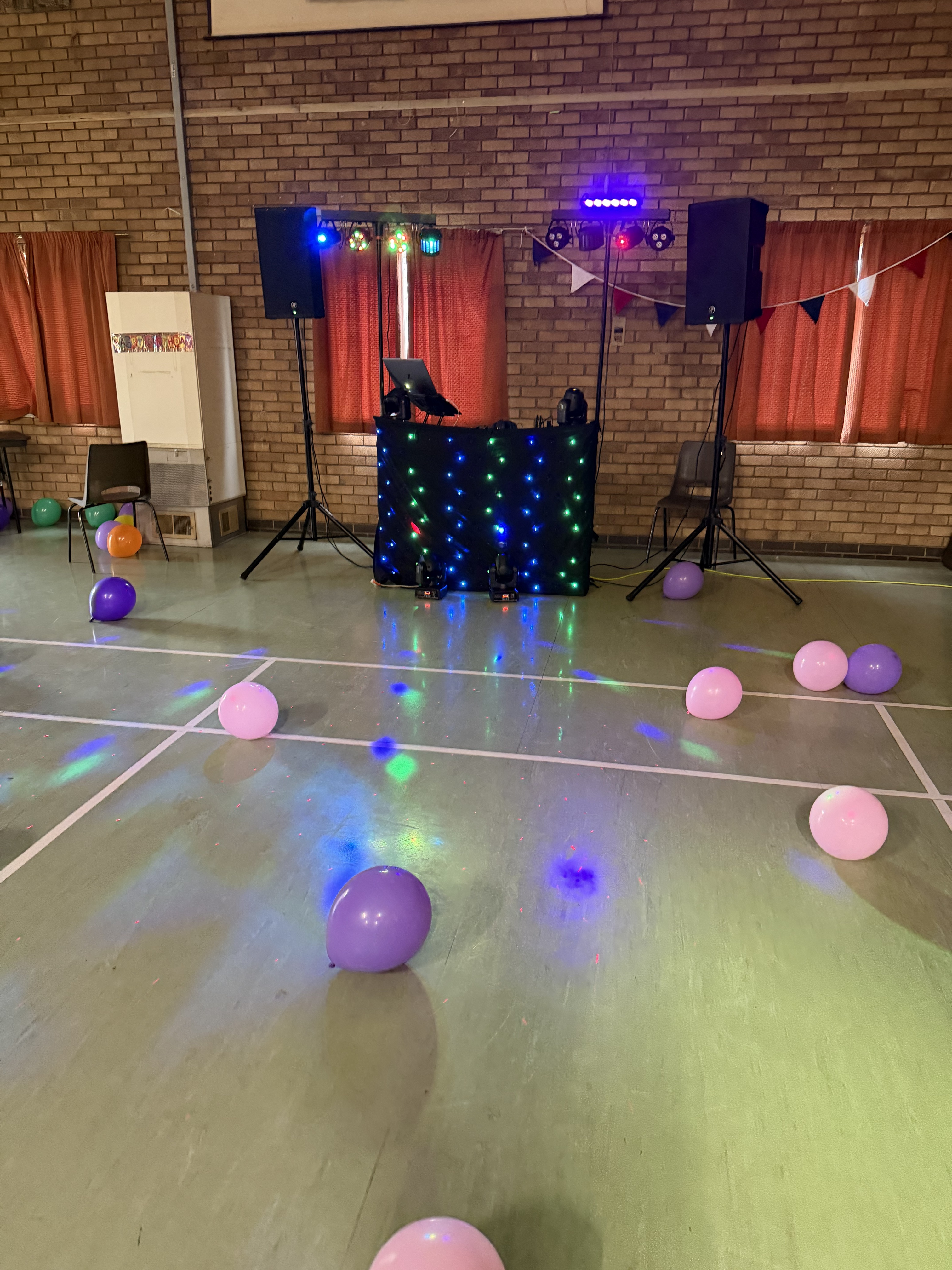 Mobile DJ rig set up in a party venue